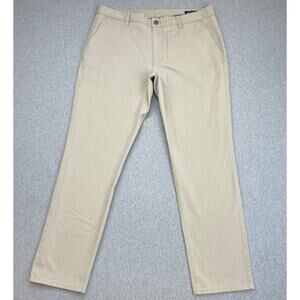 Bonobos Pants Mens 35 x 32 Beige Cotton Stretch Chino Flat Front Straight Fit